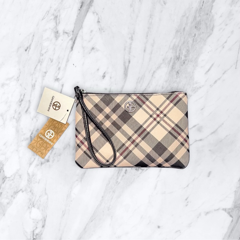 Giani Bernini Plaid Clutch Wristlet - Black, Cream, Tan